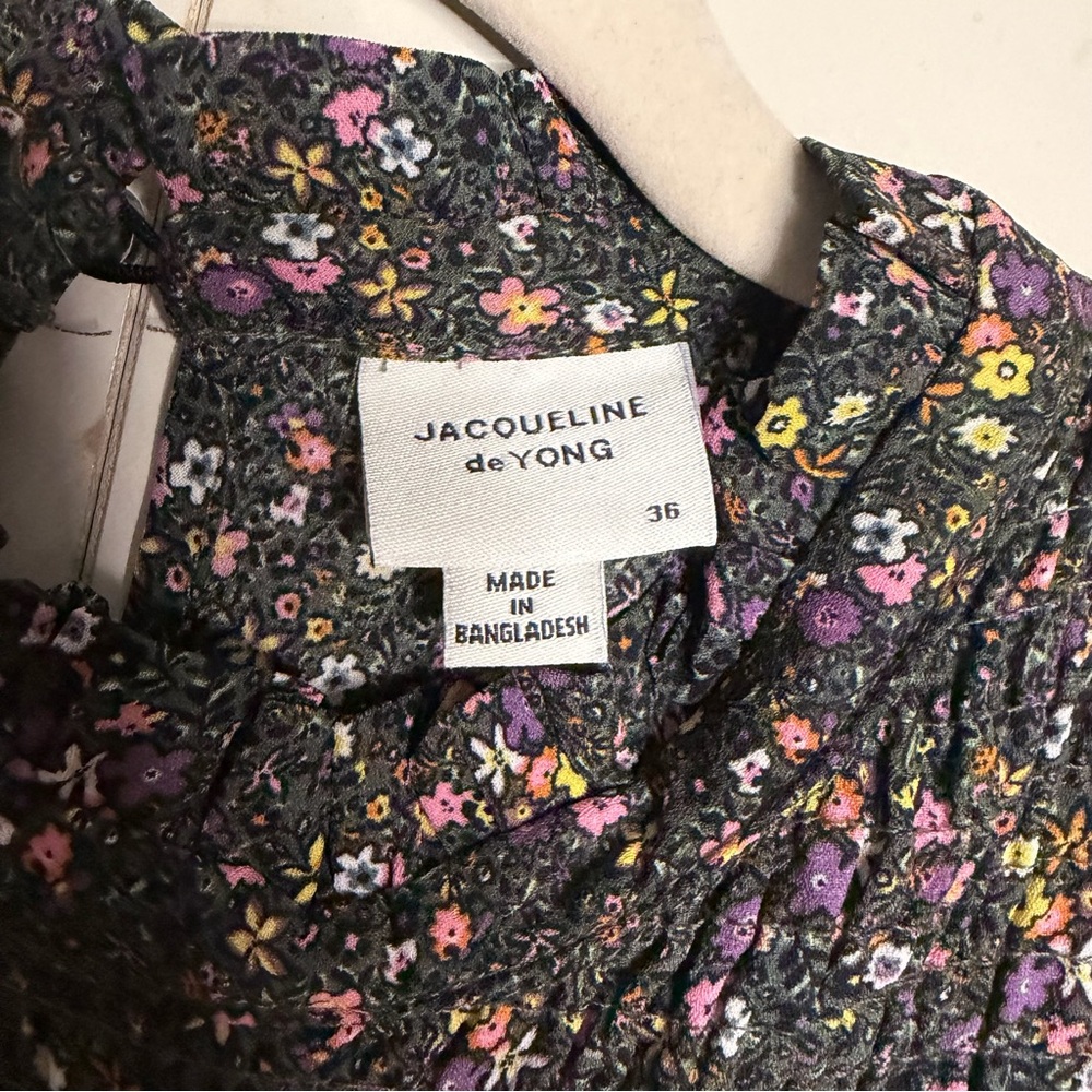Jacqueline de Yong Floral Midi Dress - Black and Purple